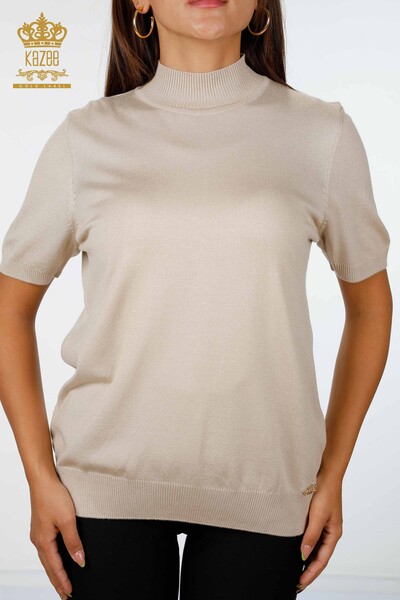 فروش عمده لباس بافتنی زنانه آستین کوتاه یقه ویسکوز - 16168 | KAZEE - Thumbnail