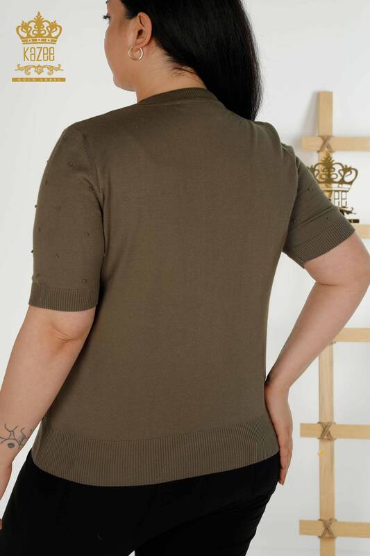فروش عمده ژاکت بافتنی زنانه - مدل آمریکایی - خاکی - 30131 | KAZEE