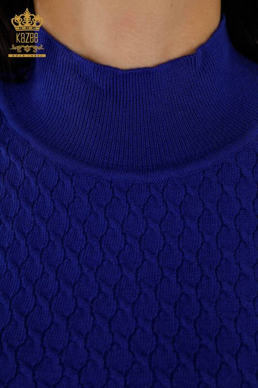 فروش عمده ژاکت بافتنی زنانه - مدل آمریکایی - پایه - آبی تیره - 30119 | KAZEE