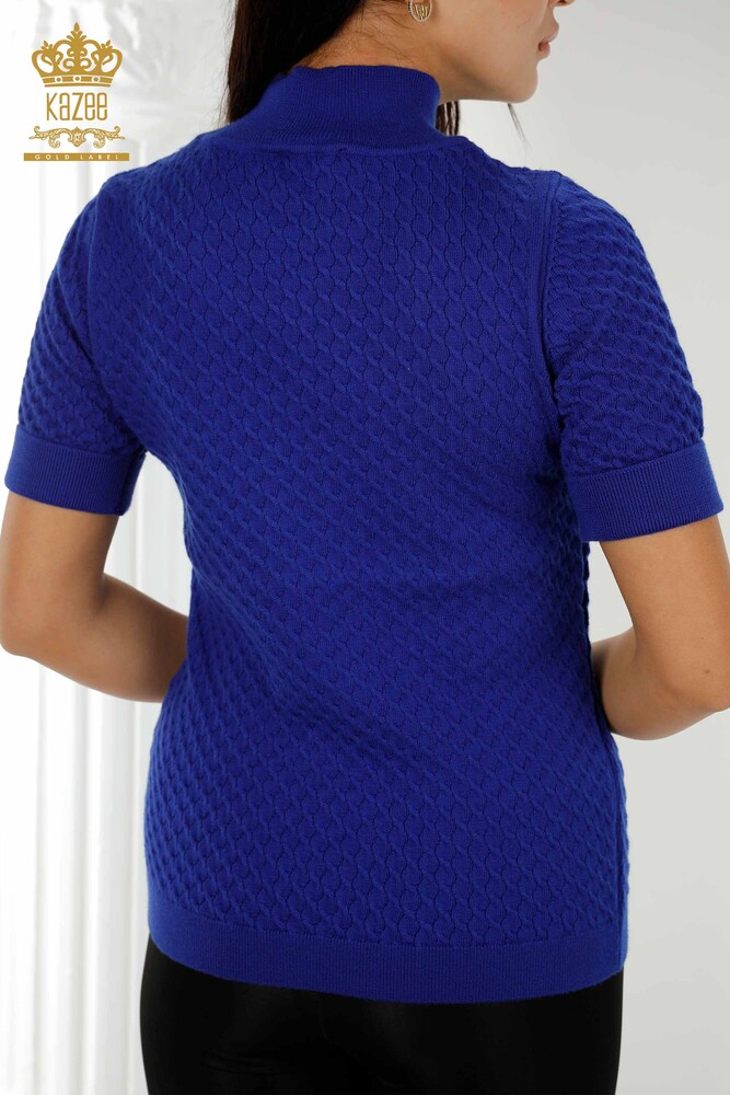 فروش عمده ژاکت بافتنی زنانه - مدل آمریکایی - پایه - آبی تیره - 30119 | KAZEE - 7