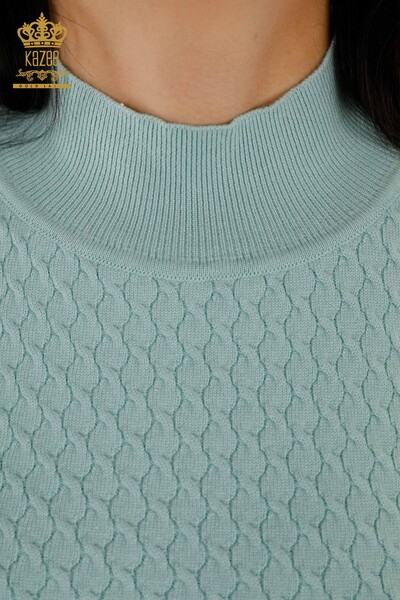 فروش عمده ژاکت بافتنی زنانه - مدل آمریکایی - پایه - آبی روشن - 30119 | KAZEE - Thumbnail