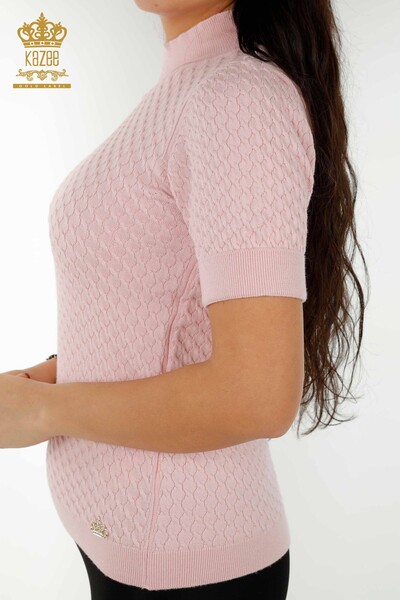 فروش عمده ژاکت بافتنی زنانه - مدل آمریکایی - پایه - پودری - 30119 | KAZEE - 5