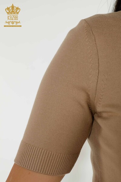 فروش عمده ژاکت بافتنی زنانه مدل آمریکایی بژ - 15943 | KAZEE - 4