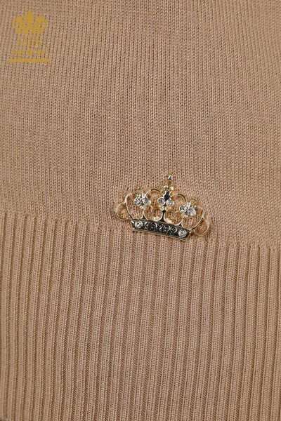 فروش عمده ژاکت بافتنی زنانه مدل آمریکایی بژ - 15943 | KAZEE - 5