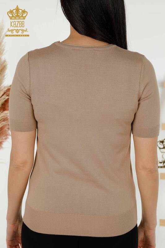 فروش عمده ژاکت بافتنی زنانه مدل آمریکایی بژ - 15943 | KAZEE