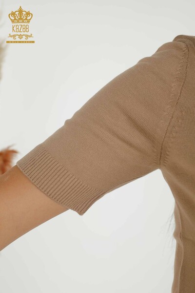 فروش عمده ژاکت بافتنی زنانه - مدل آمریکایی - بژ - 30255 | KAZEE - 4