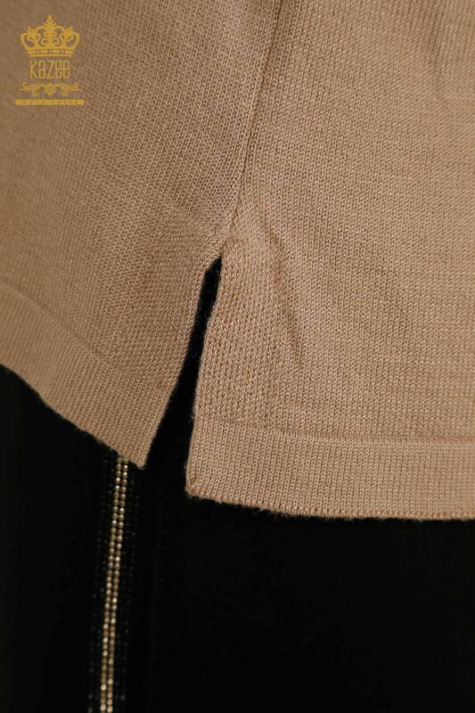 فروش عمده ژاکت بافتنی زنانه - مدل آمریکایی - بژ - 30352 | KAZEE