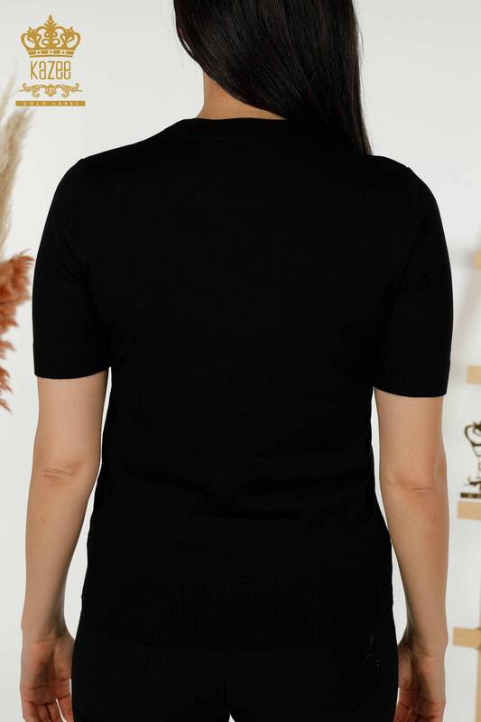 فروش عمده ژاکت بافتنی زنانه - مدل آمریکایی - مشکی - 30255 | KAZEE