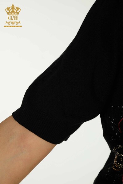 فروش عمده ژاکت بافتنی زنانه - مدل آمریکایی - مشکی - 30313 | KAZEE - Thumbnail