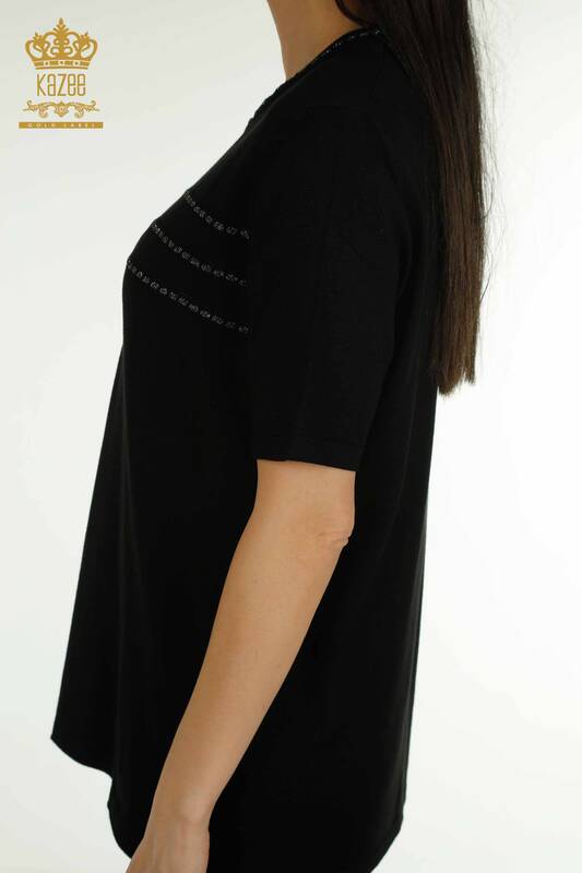 فروش عمده ژاکت بافتنی زنانه - مدل آمریکایی - مشکی - 30352 | KAZEE