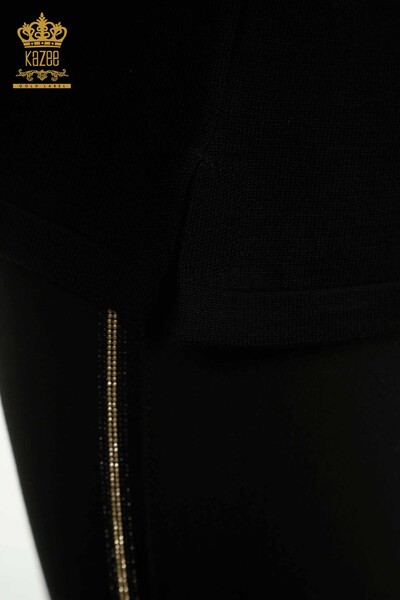 فروش عمده ژاکت بافتنی زنانه - مدل آمریکایی - مشکی - 30352 | KAZEE - Thumbnail