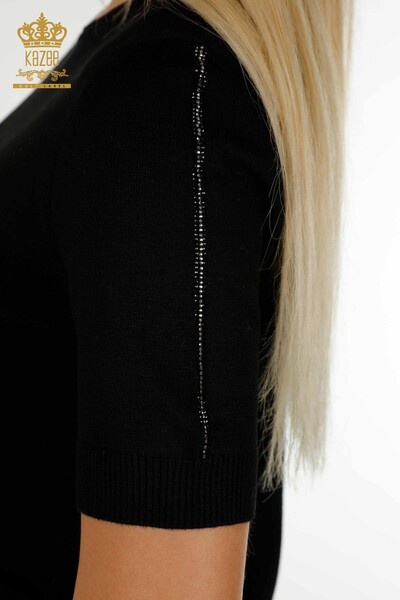 فروش عمده ژاکت بافتنی زنانه - مدل آمریکایی - مشکی - 30534 | KAZEE - Thumbnail
