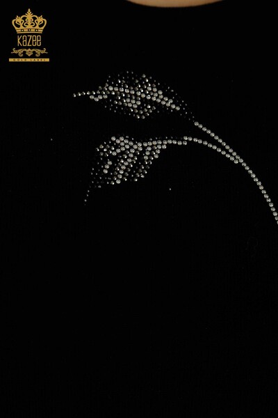 فروش عمده ژاکت بافتنی زنانه - مدل آمریکایی - مشکی - 30649 | KAZEE - 3