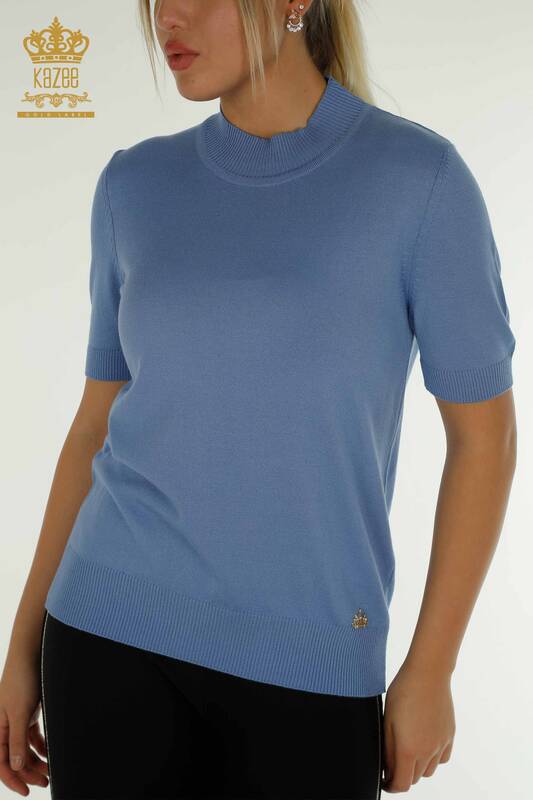 فروش عمده ژاکت بافتنی زنانه - مدل آمریکایی - آبی تیره - 14541 | KAZEE