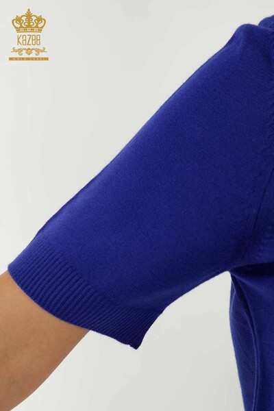فروش عمده ژاکت بافتنی زنانه - مدل آمریکایی - آبی تیره - 16639 | KAZEE - Thumbnail