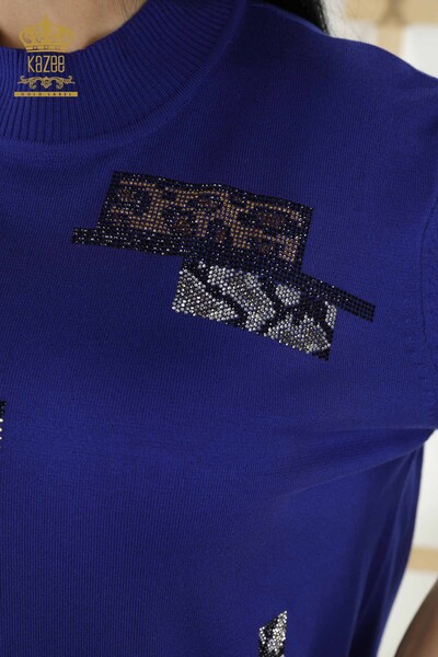 فروش عمده ژاکت بافتنی زنانه - مدل آمریکایی - آبی تیره - 16709 | KAZEE - Thumbnail