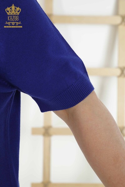 فروش عمده ژاکت بافتنی زنانه - مدل آمریکایی - آبی تیره - 16709 | KAZEE - Thumbnail