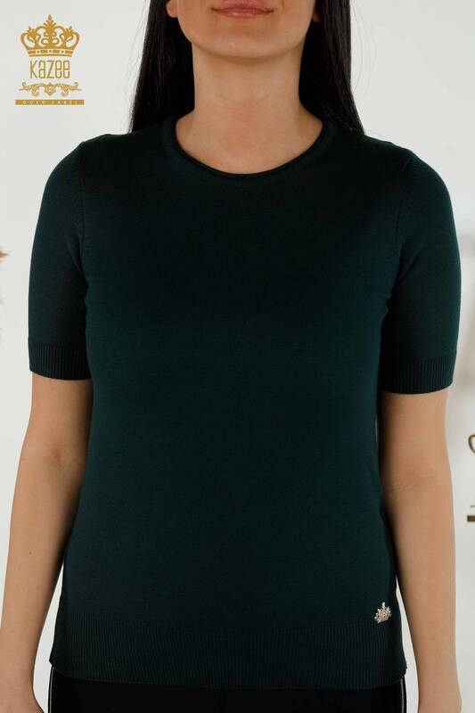 فروش عمده ژاکت بافتنی زنانه - مدل آمریکایی - سبز تیره - 15943 | KAZEE