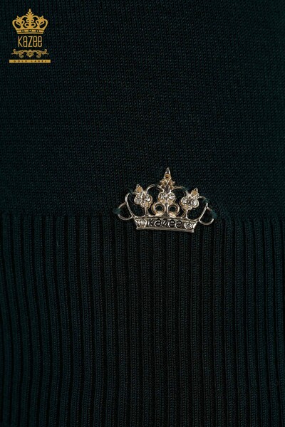 فروش عمده ژاکت بافتنی زنانه - مدل آمریکایی - سبز تیره - 15943 | KAZEE - 5