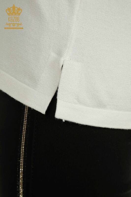 فروش عمده ژاکت بافتنی زنانه - مدل آمریکایی - Ecru - 30352 | KAZEE