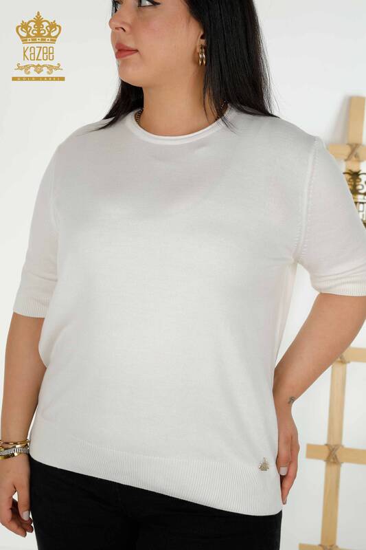 فروش عمده ژاکت بافتنی زنانه - مدل آمریکایی - Ecru - 30443 | KAZEE