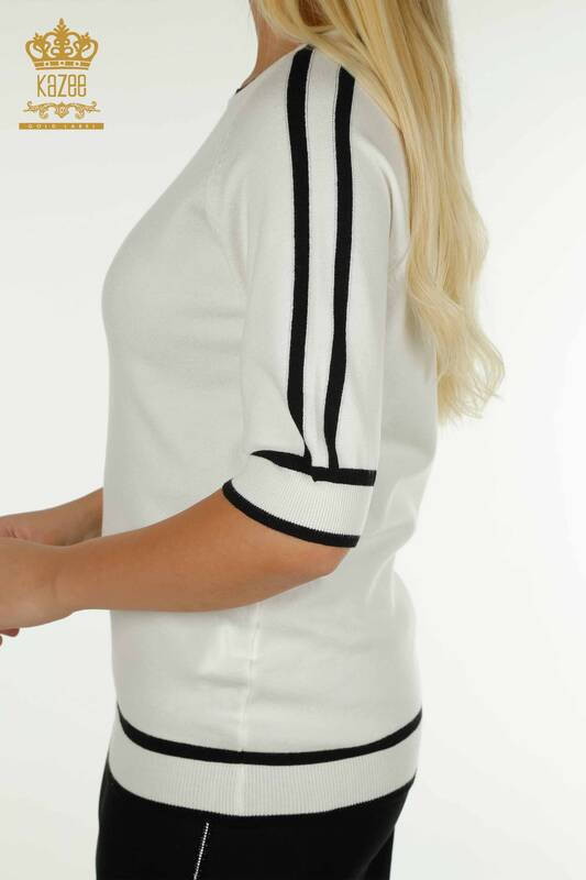 فروش عمده ژاکت بافتنی زنانه - مدل آمریکایی - Ecru - 30790 | KAZEE