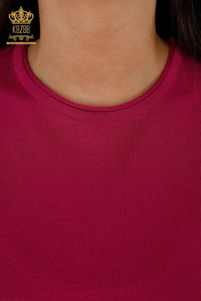 فروش عمده ژاکت بافتنی زنانه - مدل آمریکایی - فوشیا - 15943 | KAZEE - 3