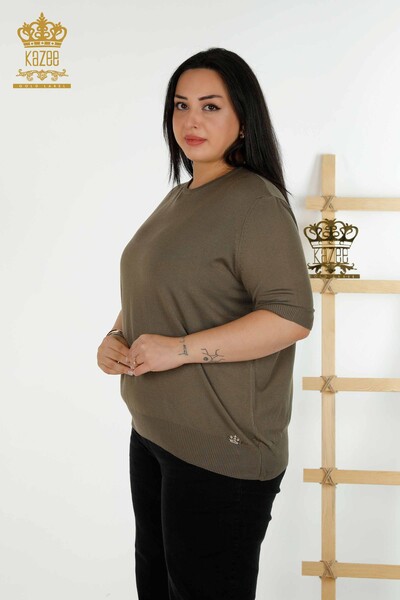 فروش عمده ژاکت بافتنی زنانه - مدل آمریکایی - خاکی - 30443 | KAZEE 