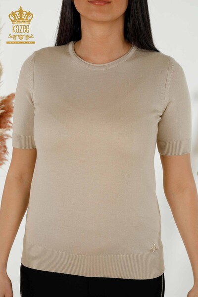 فروش عمده ژاکت بافتنی زنانه مدل آمریکایی بژ روشن - 15943 | KAZEE - 2