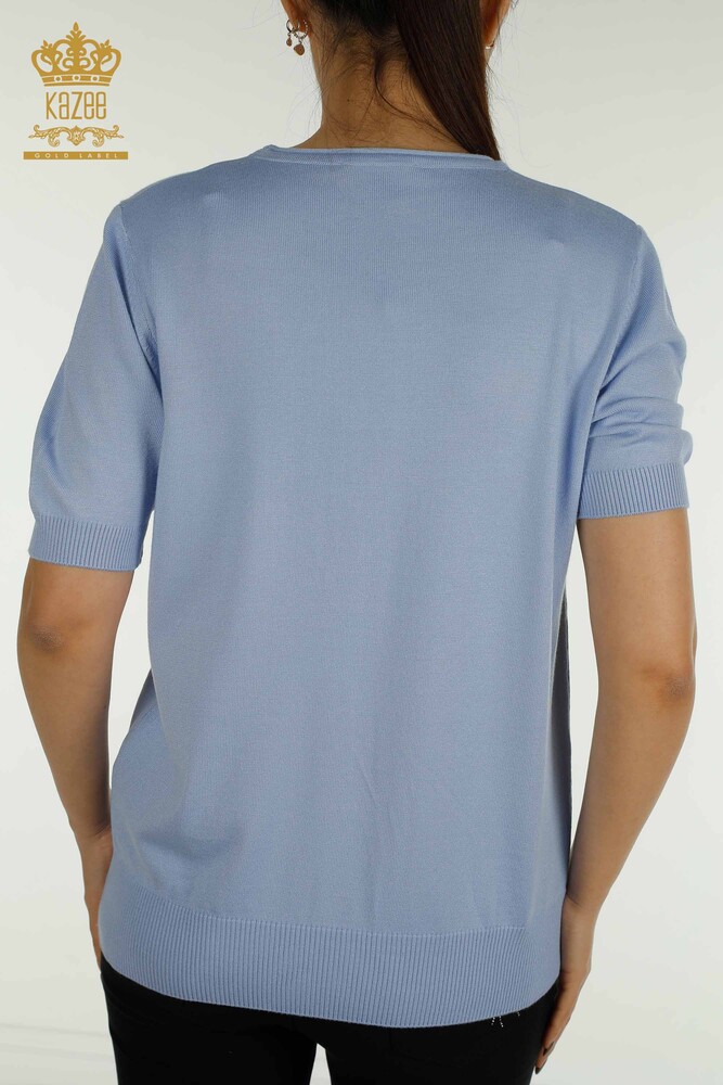 فروش عمده ژاکت بافتنی زنانه - مدل آمریکایی - آبی روشن - 15943 | KAZEE - 6