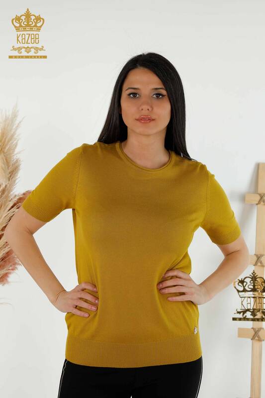 فروش عمده ژاکت بافتنی زنانه - مدل آمریکایی - خردلی - 15943 | KAZEE
