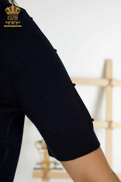 فروش عمده ژاکت بافتنی زنانه - مدل آمریکایی - آبی سرمه ای - 30131 | KAZEE - Thumbnail