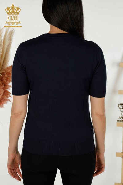 فروش عمده ژاکت بافتنی زنانه - مدل آمریکایی - آبی سرمه ای - 30255 | KAZEE - 6