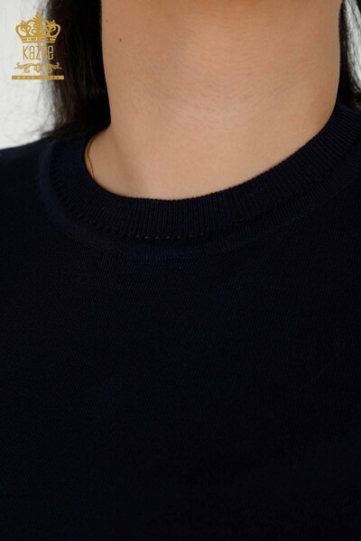 فروش عمده ژاکت بافتنی زنانه - مدل آمریکایی - آبی سرمه ای - 30389 | KAZEE - Thumbnail