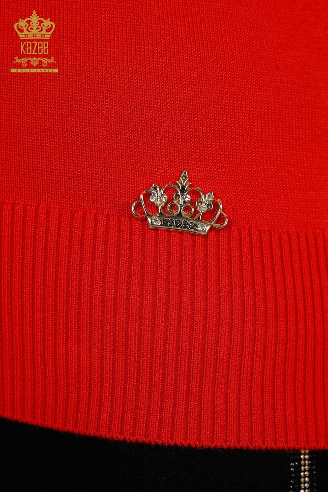 فروش عمده ژاکت بافتنی زنانه مدل آمریکایی نارنجی - 15943 | KAZEE - 5