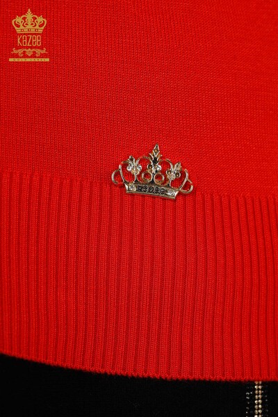 فروش عمده ژاکت بافتنی زنانه مدل آمریکایی نارنجی - 15943 | KAZEE - 5