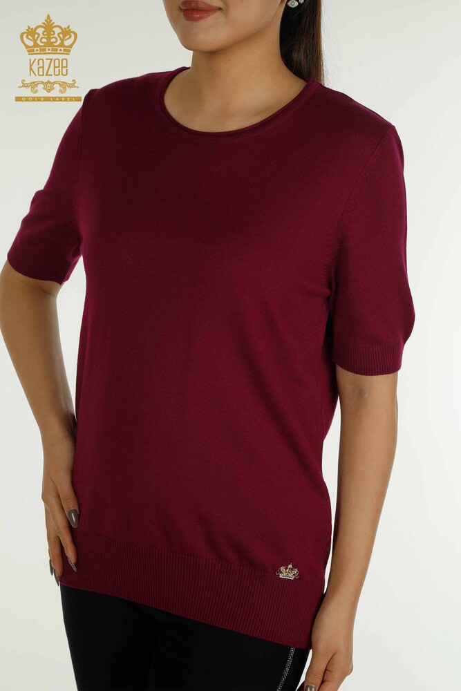 فروش عمده ژاکت بافتنی زنانه مدل آمریکایی بنفش - 15943 | KAZEE - 2