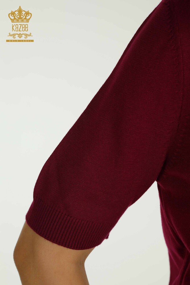 فروش عمده ژاکت بافتنی زنانه مدل آمریکایی بنفش - 15943 | KAZEE - 5