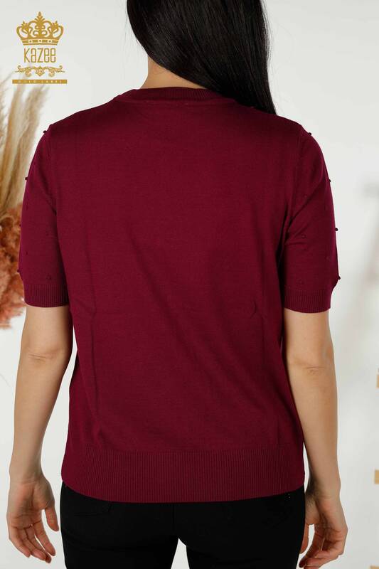 فروش عمده ژاکت بافتنی زنانه - مدل آمریکایی - بنفش - 30131 | KAZEE