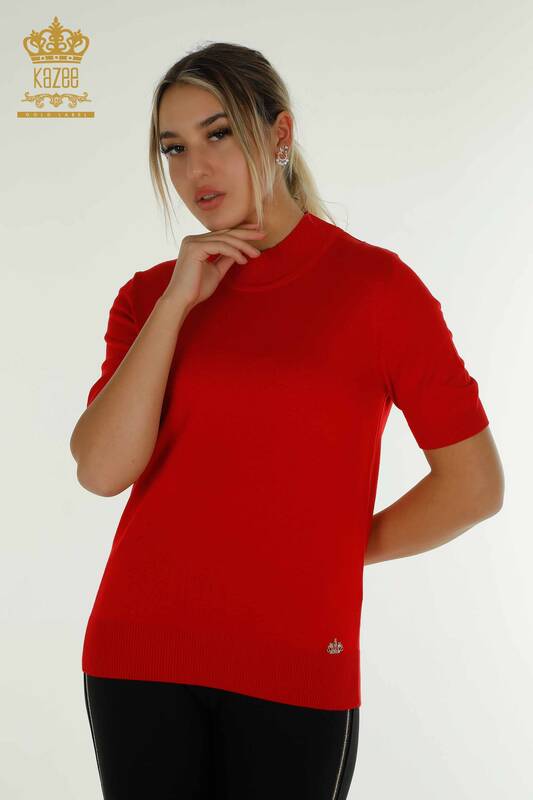 فروش عمده ژاکت بافتنی زنانه - مدل آمریکایی - قرمز - 14541 | KAZEE