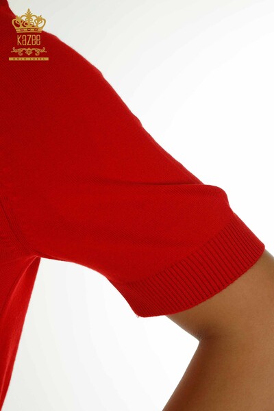 فروش عمده ژاکت بافتنی زنانه - مدل آمریکایی - قرمز - 14541 | KAZEE - Thumbnail