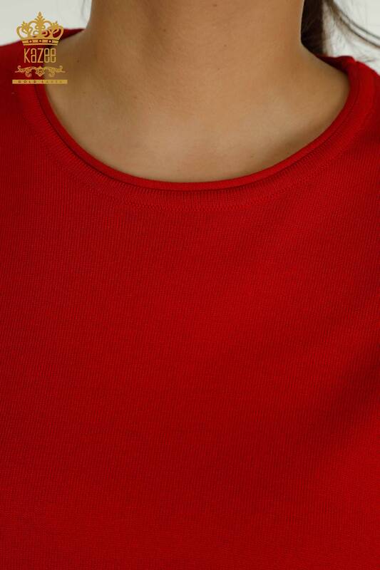 فروش عمده ژاکت بافتنی زنانه - مدل آمریکایی - قرمز - 15943 | KAZEE