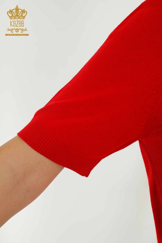 فروش عمده ژاکت بافتنی زنانه مدل آمریکایی قرمز - 16639 | KAZEE