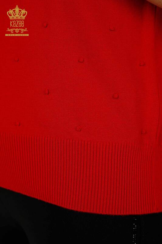 فروش عمده ژاکت بافتنی زنانه - مدل آمریکایی - قرمز - 30131 | KAZEE