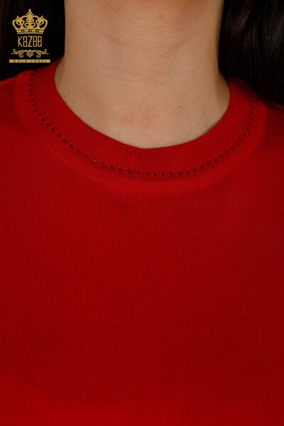 فروش عمده ژاکت بافتنی زنانه - مدل آمریکایی - قرمز - 30255 | KAZEE - Thumbnail