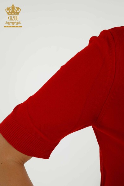 فروش عمده ژاکت بافتنی زنانه - مدل آمریکایی - قرمز - 30255 | KAZEE - Thumbnail