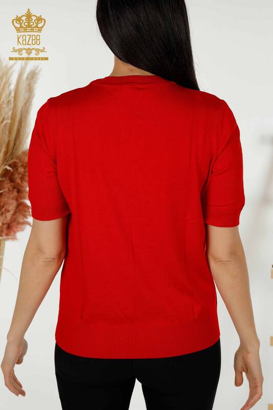 فروش عمده ژاکت بافتنی زنانه - مدل آمریکایی - قرمز - 30255 | KAZEE