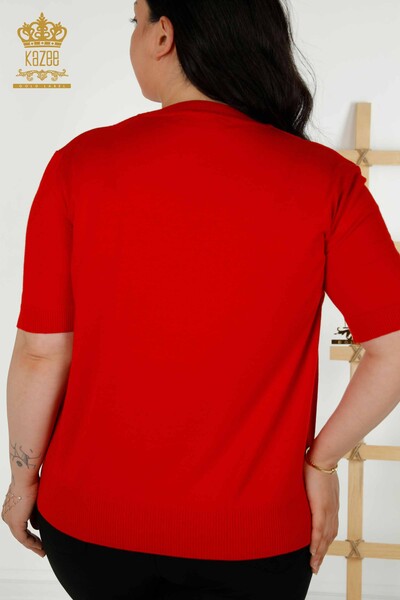 فروش عمده ژاکت بافتنی زنانه - مدل آمریکایی - قرمز - 30389 | KAZEE - Thumbnail