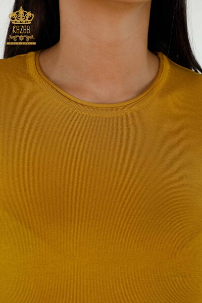 فروش عمده ژاکت بافتنی زنانه - مدل آمریکایی - زعفرانی - 15943 | KAZEE - Thumbnail