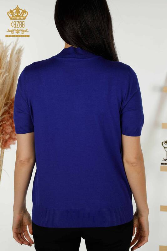فروش عمده ژاکت بافتنی زنانه - مدل آمریکایی - ساکس - 16929 | KAZEE